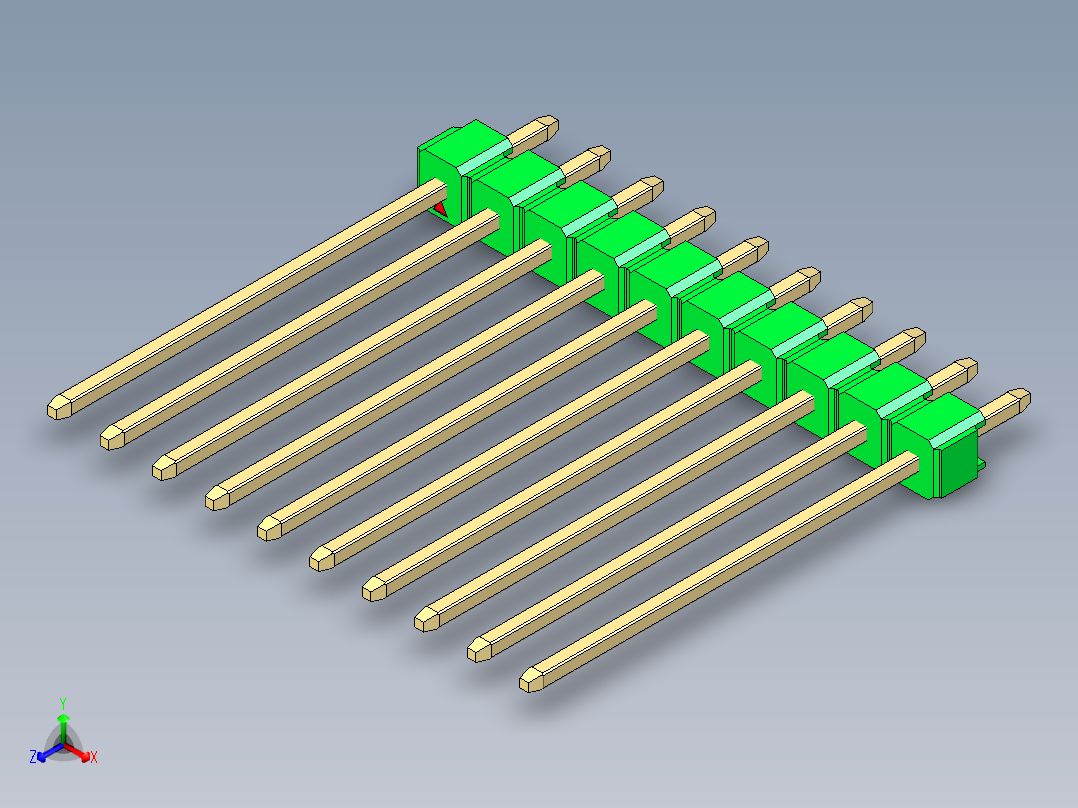 彩色公头100mil（2.54mm）系列-DS1021_green_1x10p_100mil_Type19_rev1.0