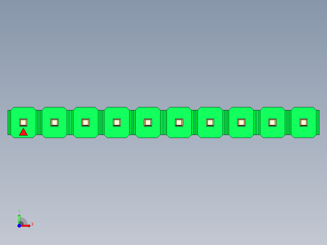 彩色公头100mil（2.54mm）系列-DS1021_green_1x10p_100mil_Type19_rev1.0前视图