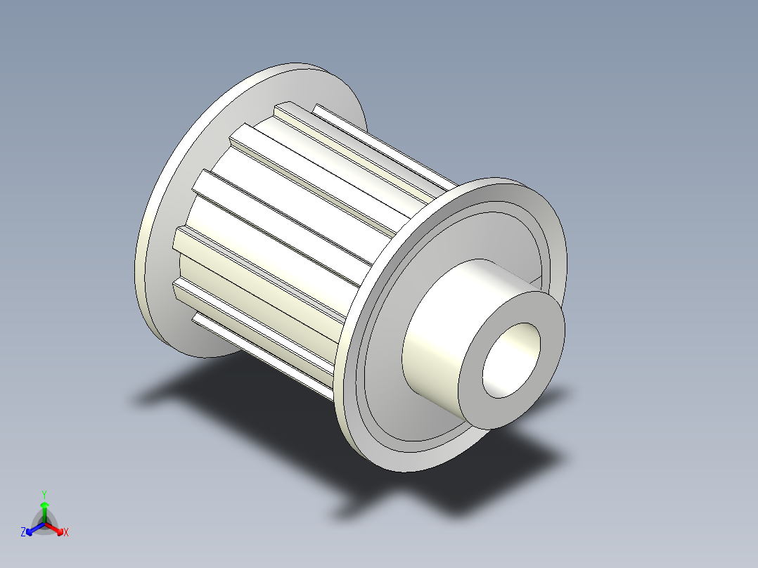 12齿皮带轮--stp三维 3d模型设计图正等轴测图