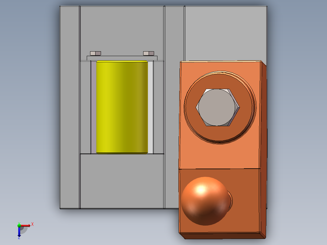 斜面加紧圆柱机构俯视图