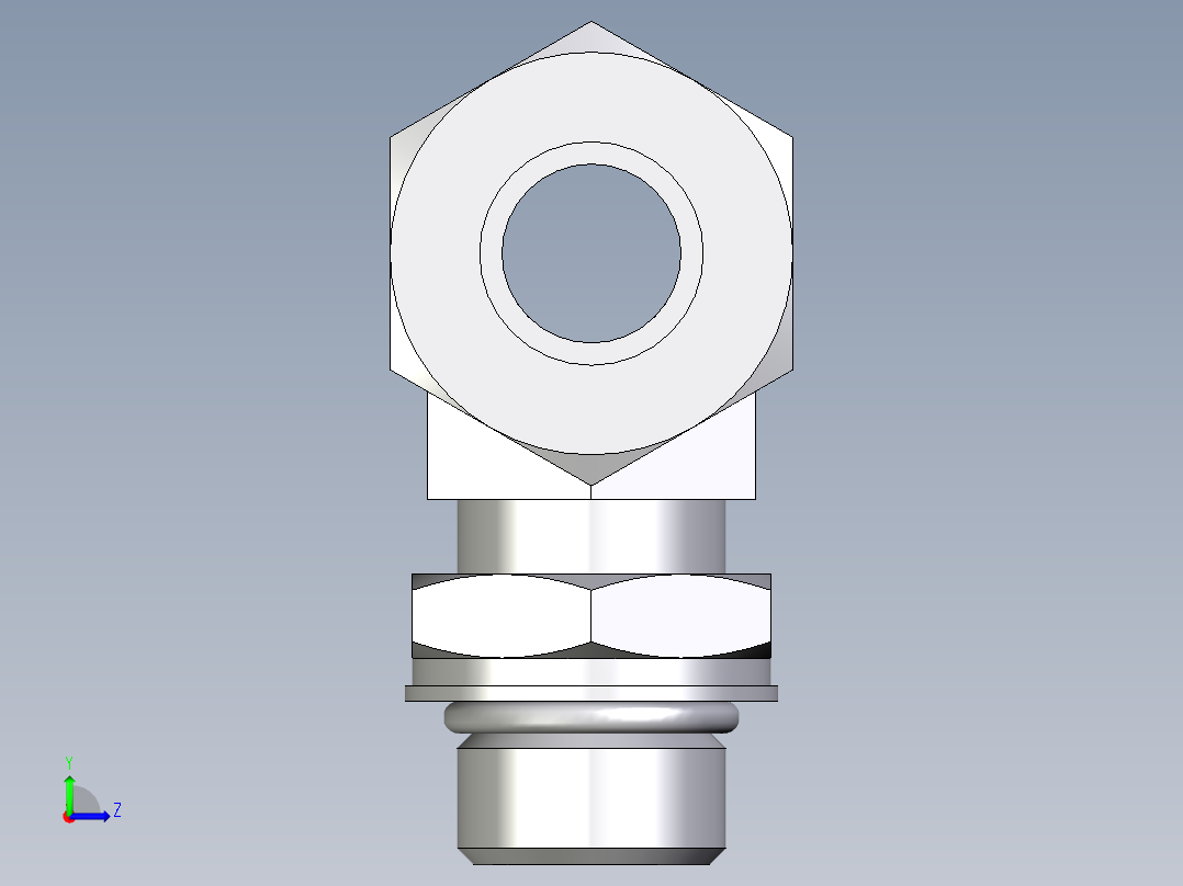 卡套式工业通用硬管接头EO_Adjustable_locknut_branch_tee_TEE15ZLMORCF左视图