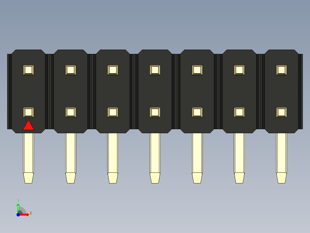 彩色公排针 100mil 2.54mm 系列-DS1022_black_2x07p_100mil_TypeD_rev1.0前视图