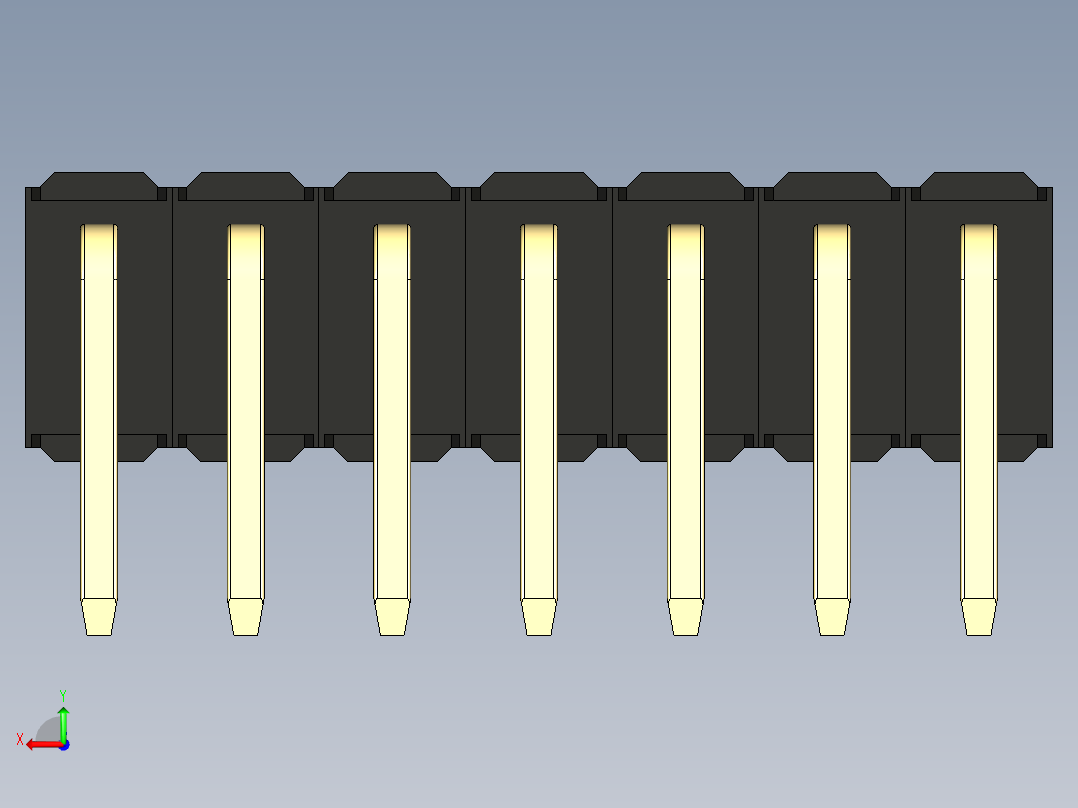 彩色公排针 100mil 2.54mm 系列-DS1022_black_2x07p_100mil_TypeD_rev1.0后视图