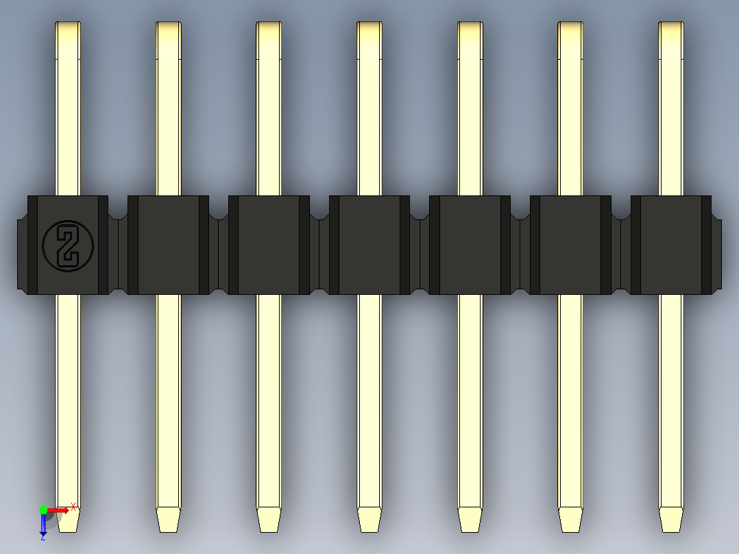 彩色公排针 100mil 2.54mm 系列-DS1022_black_2x07p_100mil_TypeD_rev1.0俯视图