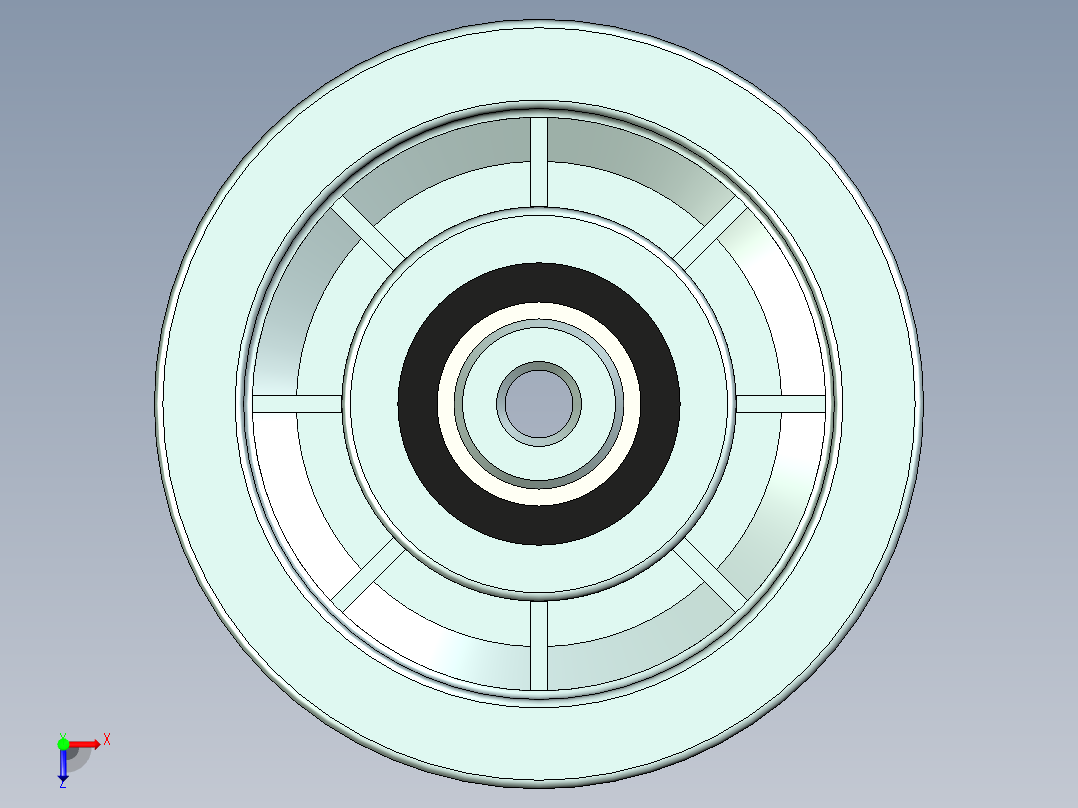 万向轴承滑轮--stp三维 3d模型设计图俯视图