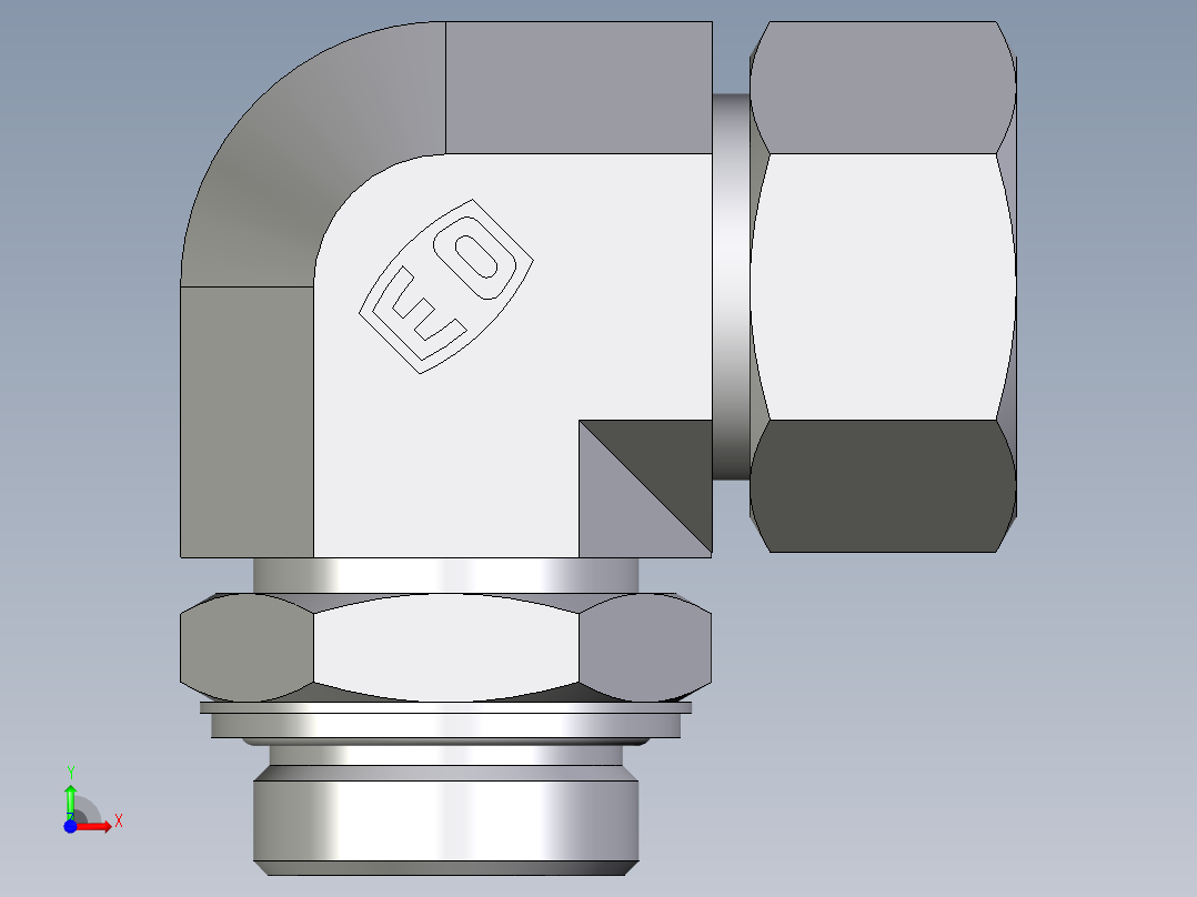 卡套式工业通用硬管接头EO_Adjustable_Locknut_elbow_WEE30ZSRCF前视图