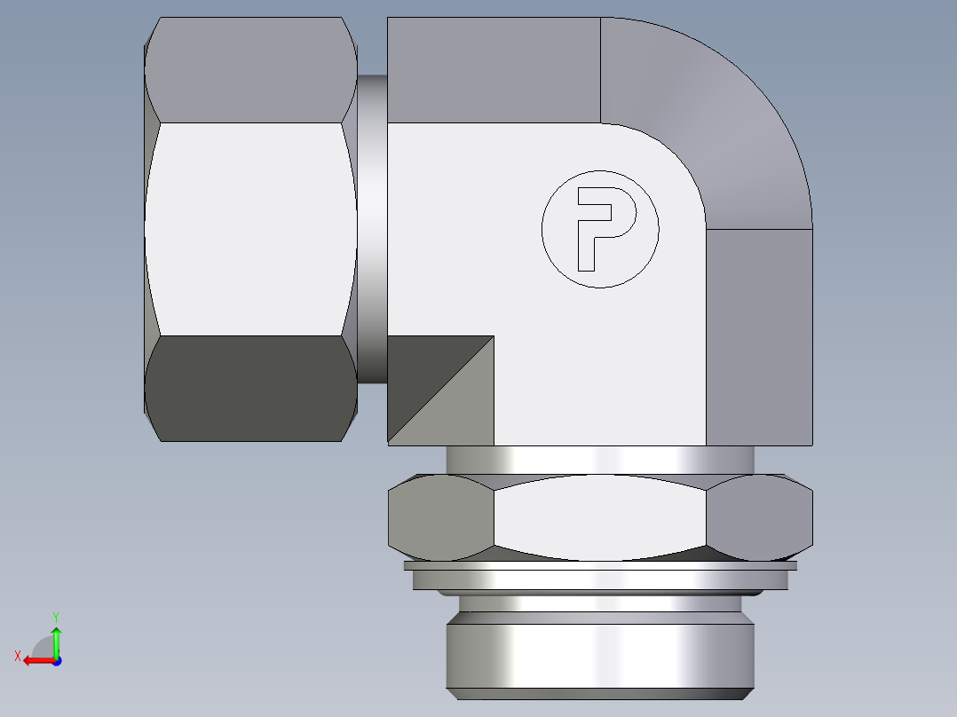 卡套式工业通用硬管接头EO_Adjustable_Locknut_elbow_WEE30ZSRCF后视图