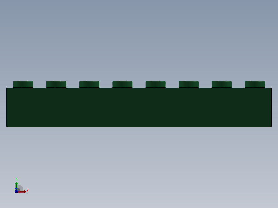 乐高套装 4421基本积木-4141384 - 3007 Dark Green Brick 2 x 8.SLDPRT前视图