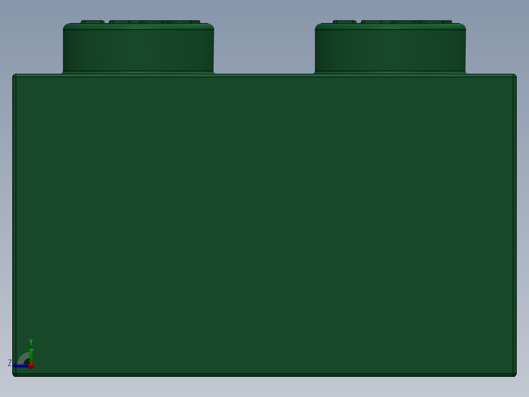 乐高套装 4421基本积木-4141384 - 3007 Dark Green Brick 2 x 8.SLDPRT右视图