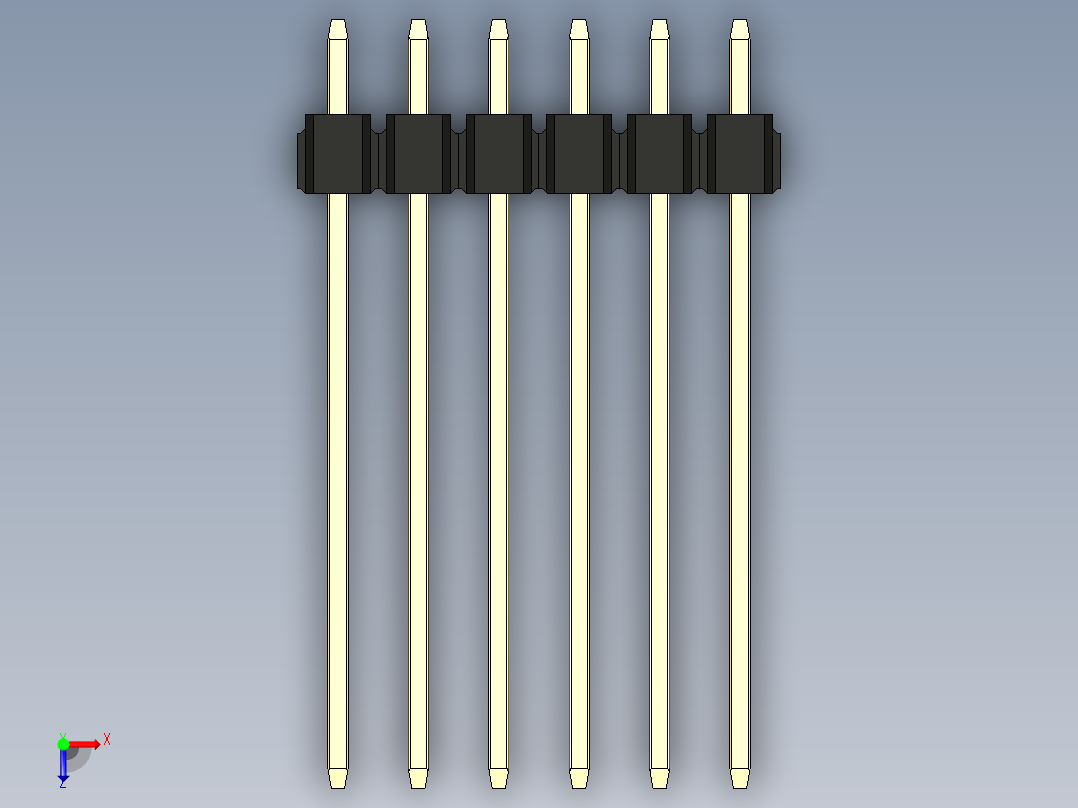 彩色公头100mil（2.54mm）系列-DS1021_black_2x06p_100mil_Type19_rev1.0俯视图