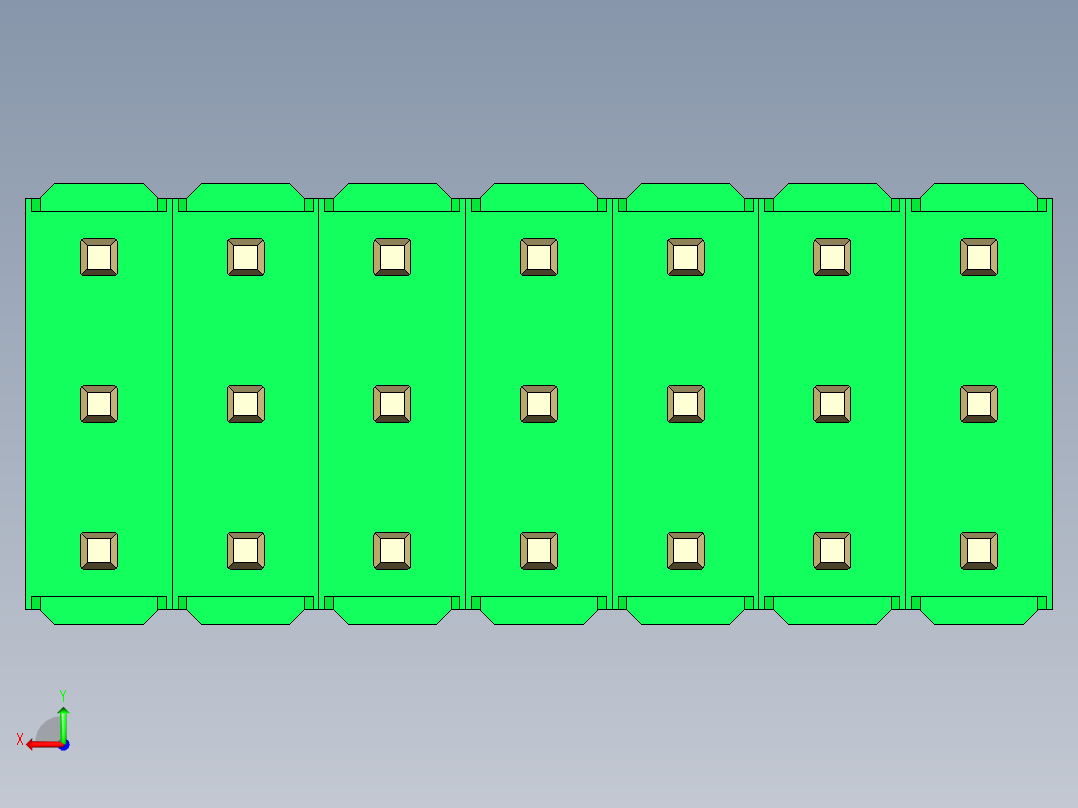 彩色公头100mil（2.54mm）系列-DS1021_green_3x07p_100mil_Type43_rev1.0后视图