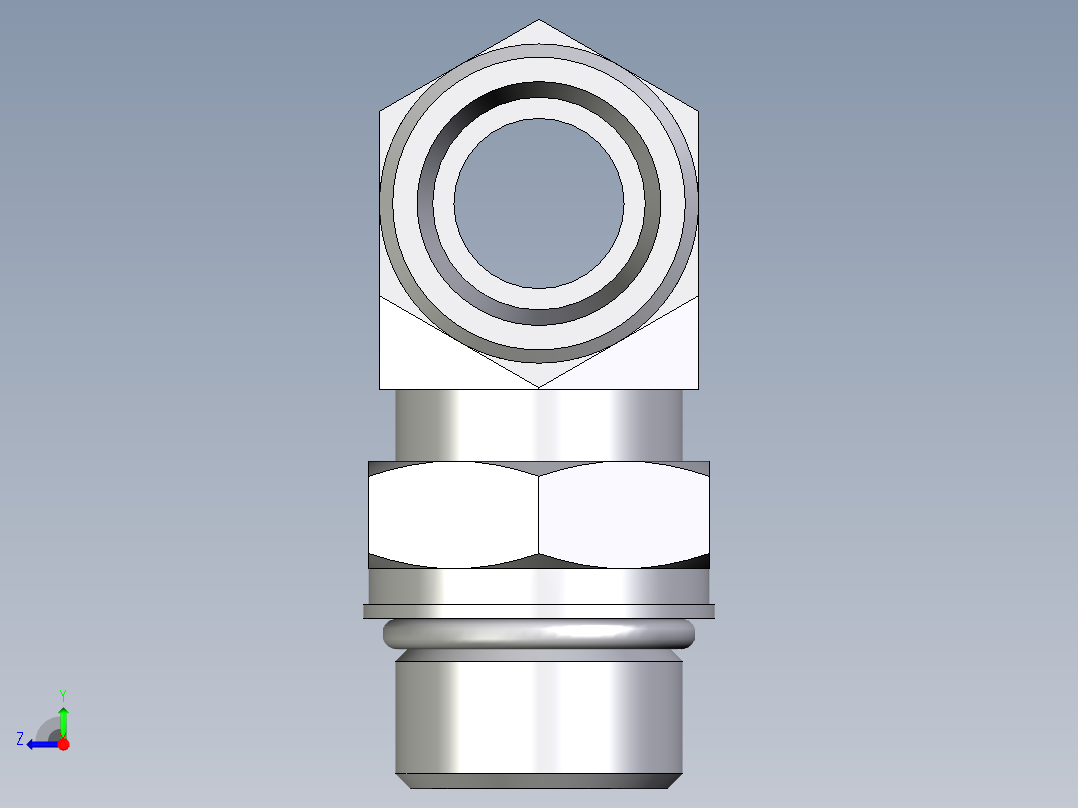卡套式工业通用硬管接头EO_Adjustable_locknut_branch_tee_TEE20SMOROMDCF右视图
