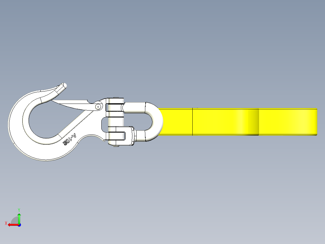 2000kg起重机吊带吊索3D模型图纸 step x_t x_b格式后视图
