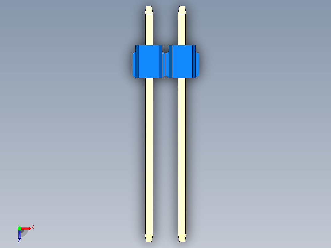 彩色公头100mil（2.54mm）系列-DS1021_blue_2x02p_100mil_Type5_rev1.0俯视图