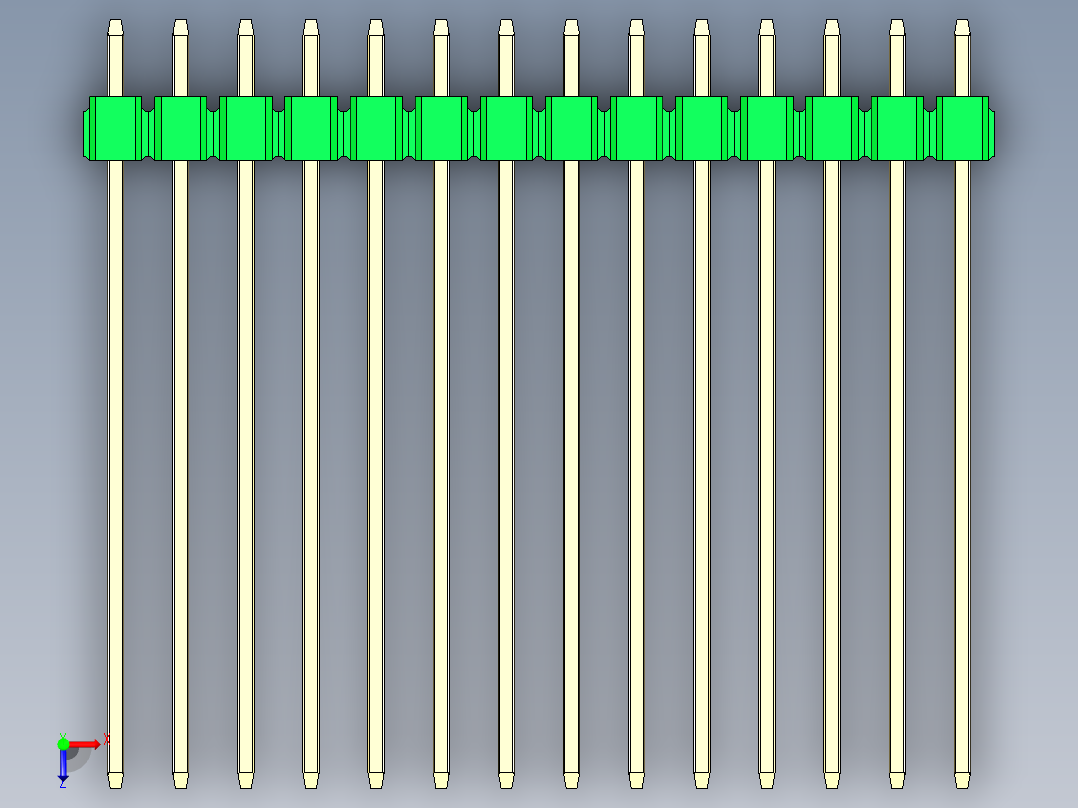 彩色公头100mil（2.54mm）系列-DS1021_green_2x14p_100mil_Type43_rev1.0俯视图