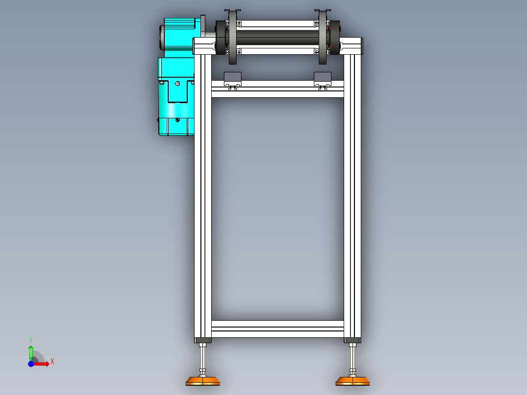 LE-XC4080-带工装带支座左直连驱动输送线前视图