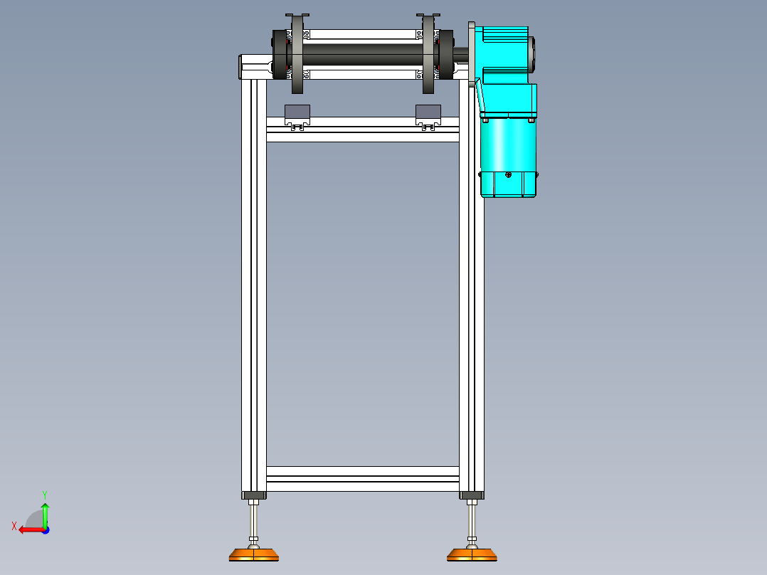 LE-XC4080-带工装带支座左直连驱动输送线后视图