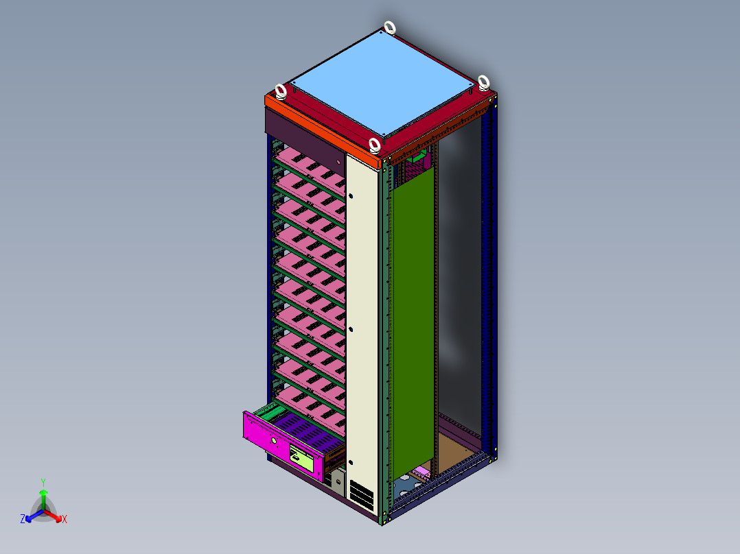 低压抽出式开关柜子正等轴测图