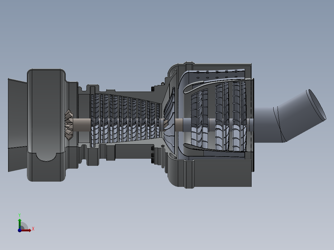 喷气推进发动机简易剖面前视图
