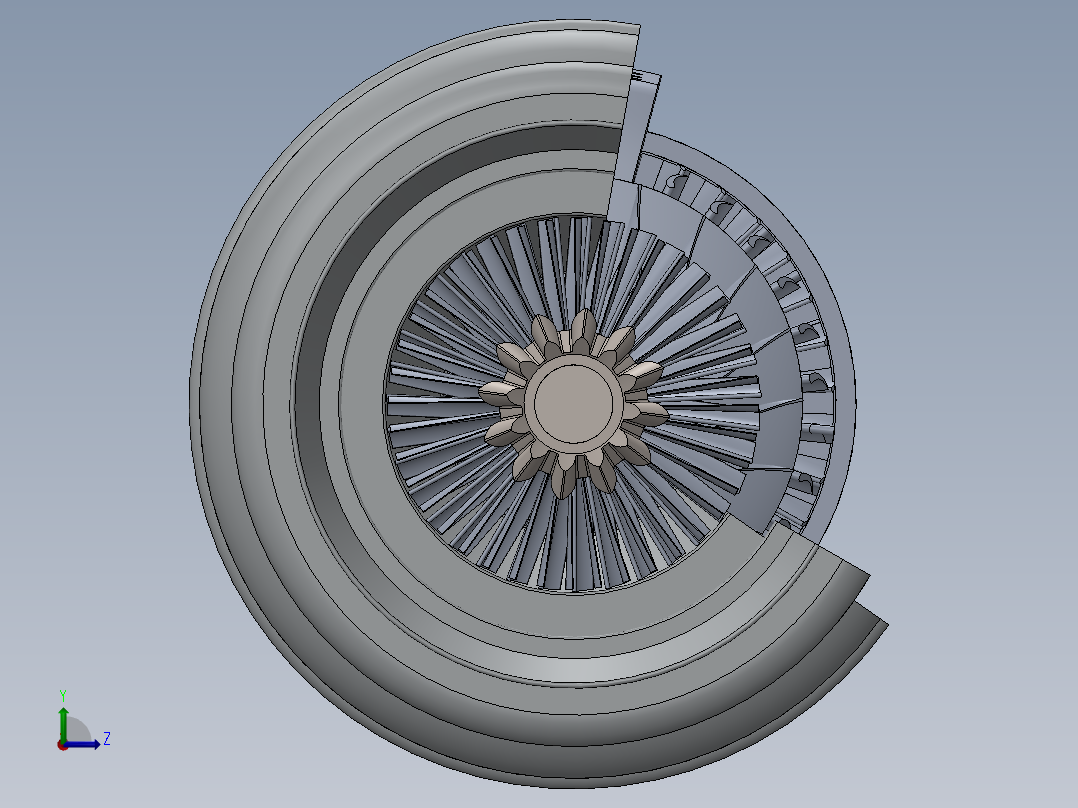 喷气推进发动机简易剖面左视图