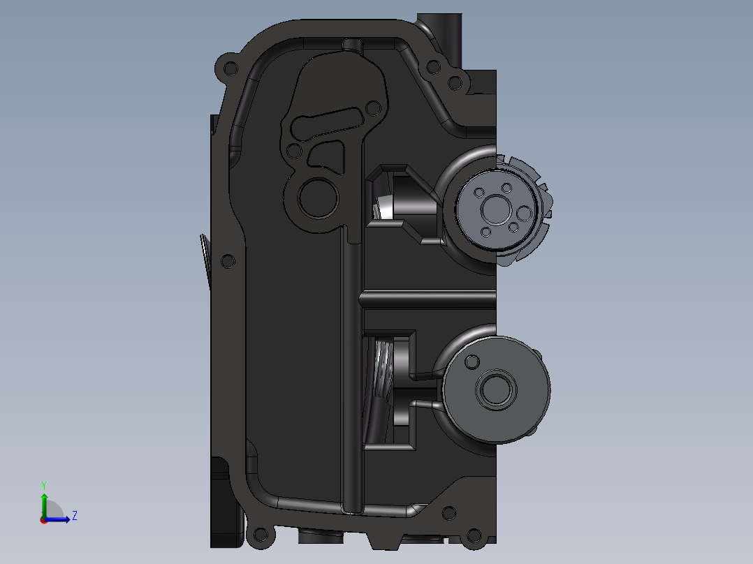 发动机缸头组装左视图