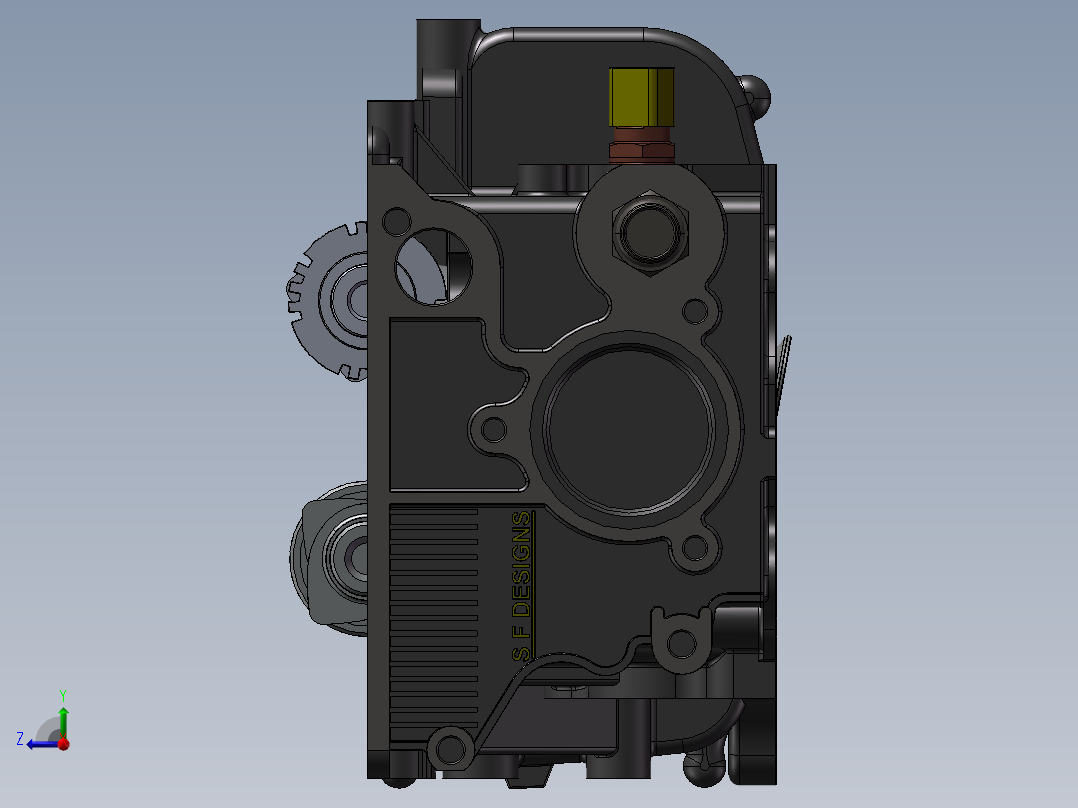 发动机缸头组装右视图