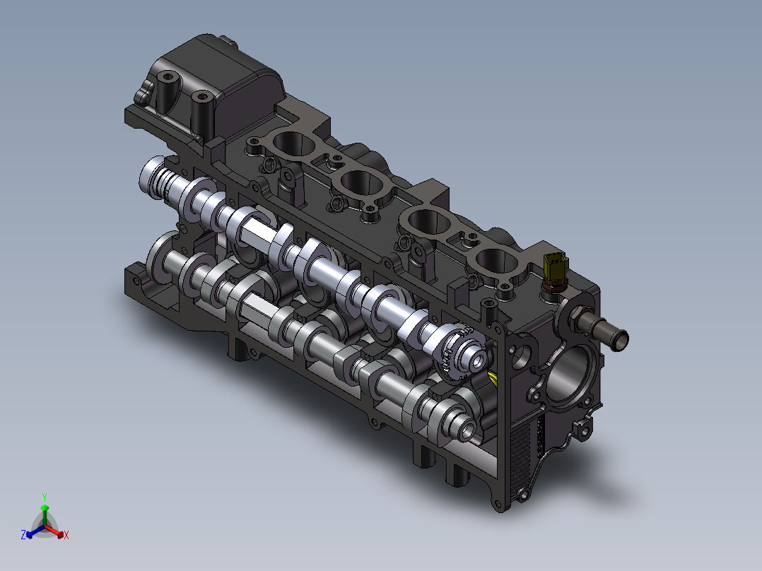 发动机缸头组装正等轴测图