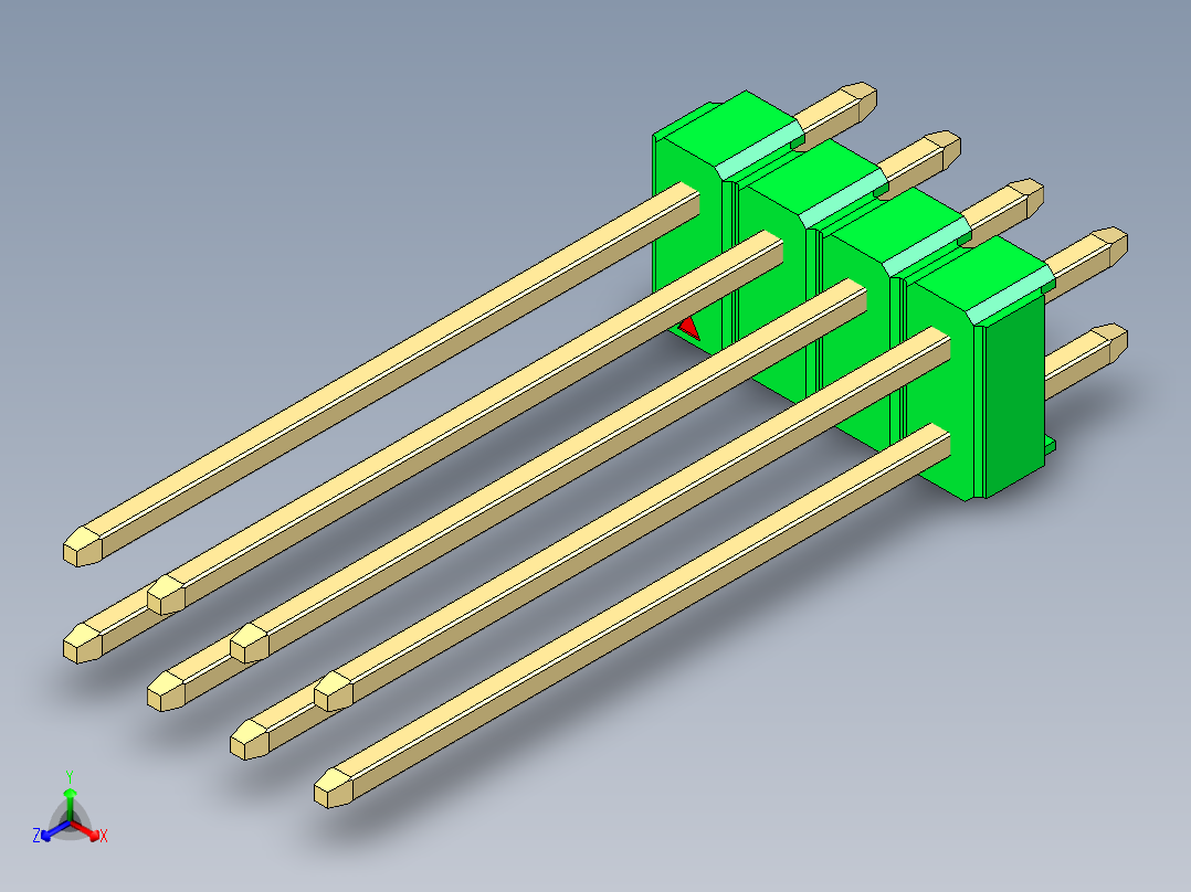 彩色公头100mil（2.54mm）系列-DS1021_green_2x04p_100mil_Type19_rev1.0