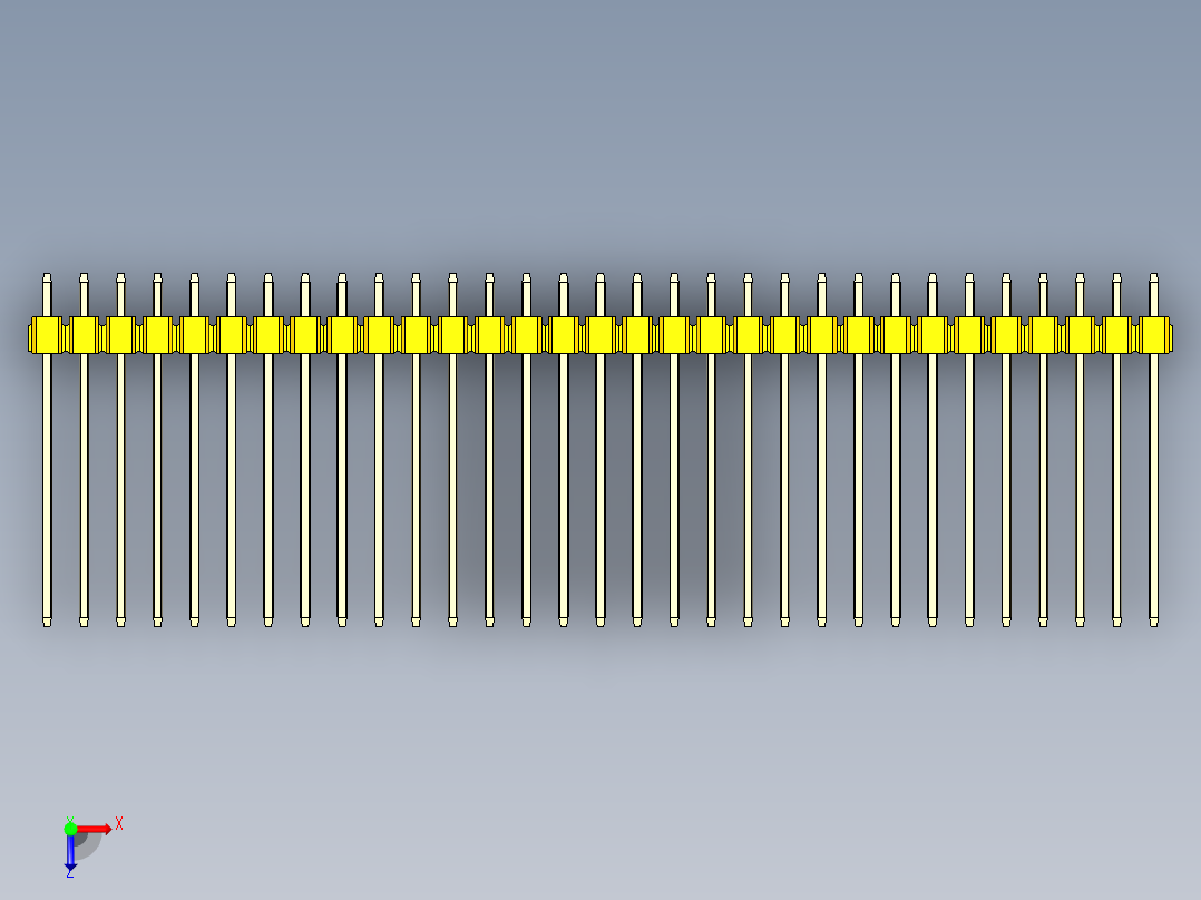 彩色公头100mil（2.54mm）系列-DS1021_yellow_1x31p_100mil_Type19_rev1.0俯视图