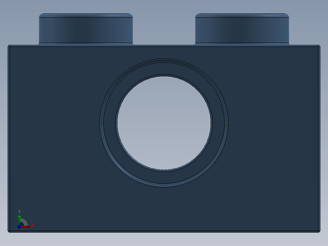 乐高机械组积木（横梁）-6004881- 3700 Medium Blue Technic Brick 1 x 2 with Hole前视图