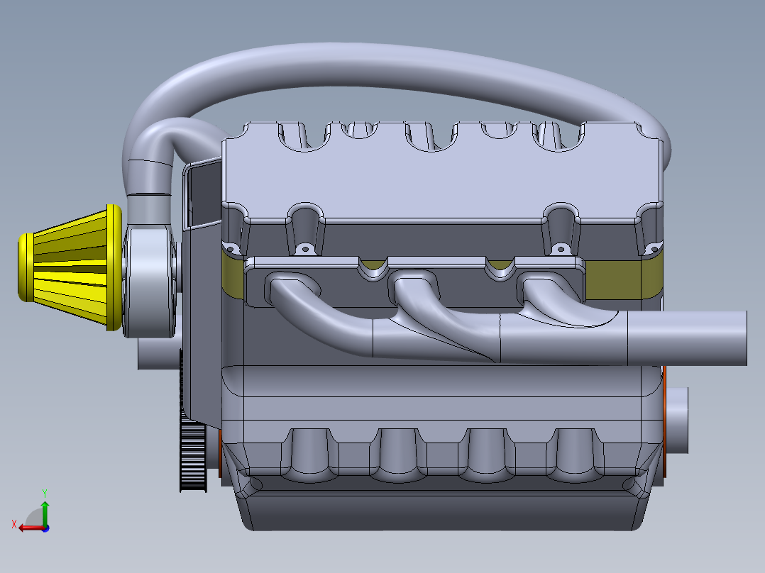motor-v6六缸发动机简易后视图