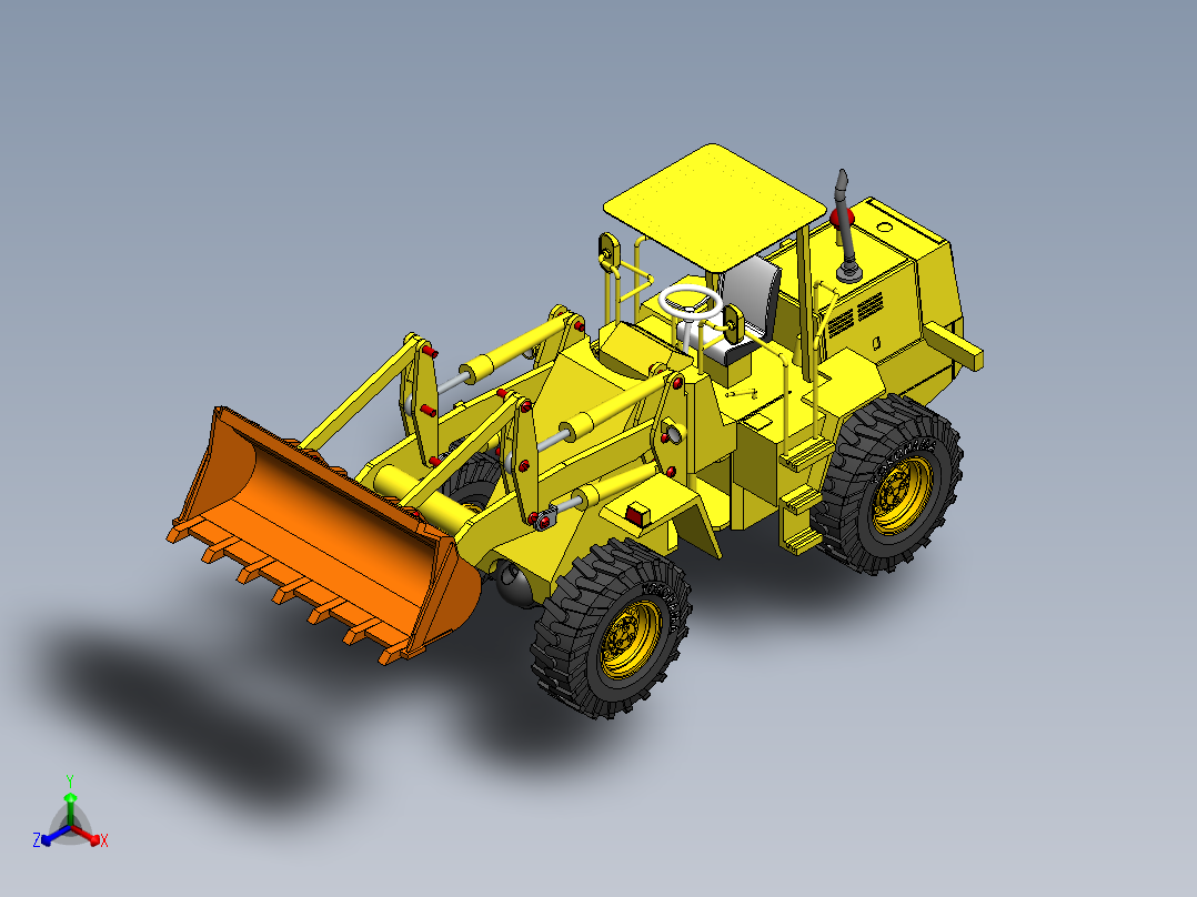 重型装载机比例模型3D图纸 Solidworks设计正等轴测图