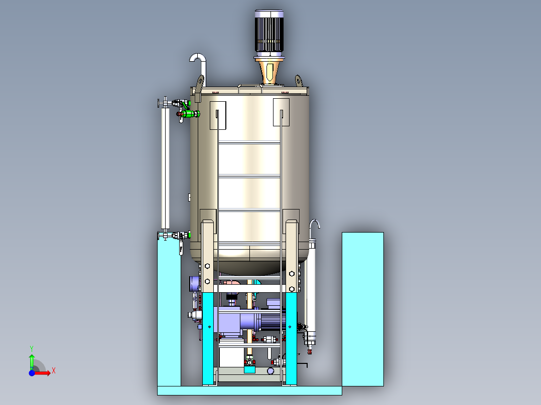 CHEMICAL INJECTION SKID化工罐模型3D图纸 IGS格式前视图