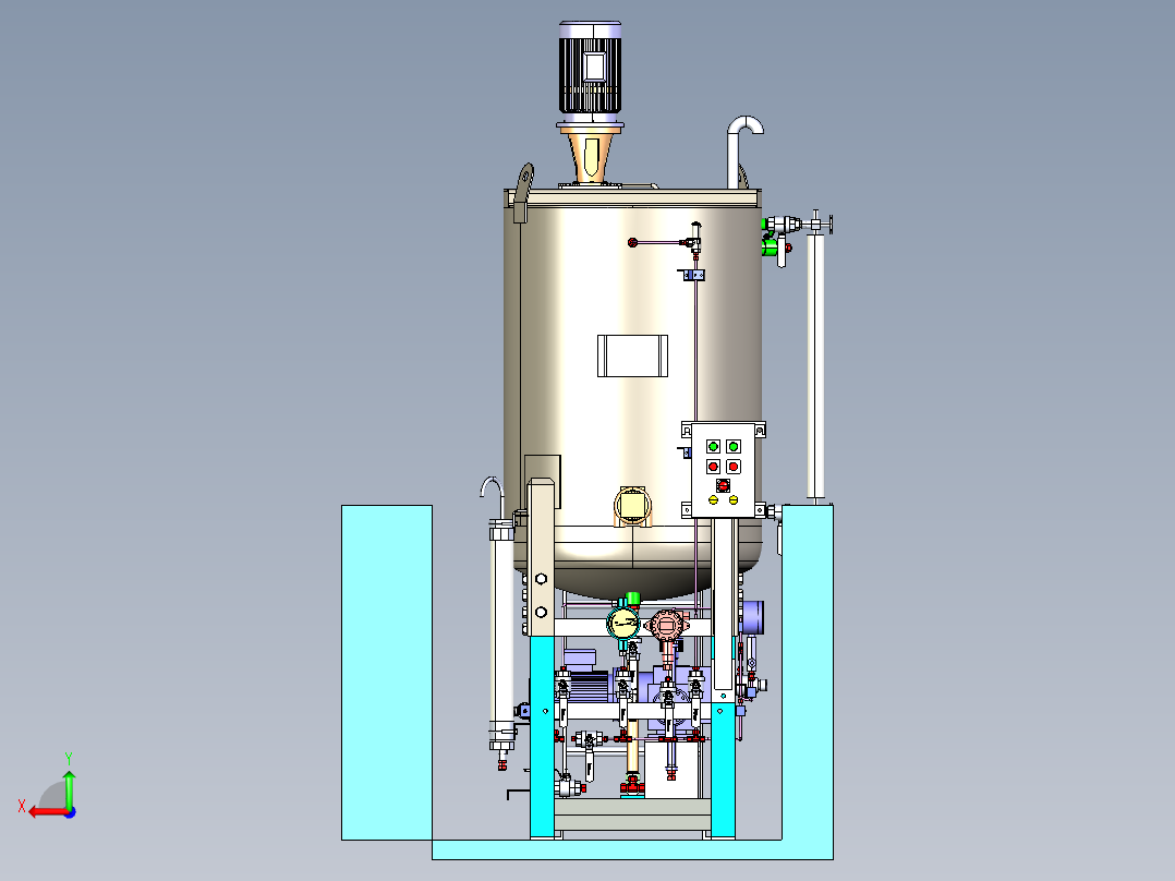 CHEMICAL INJECTION SKID化工罐模型3D图纸 IGS格式后视图