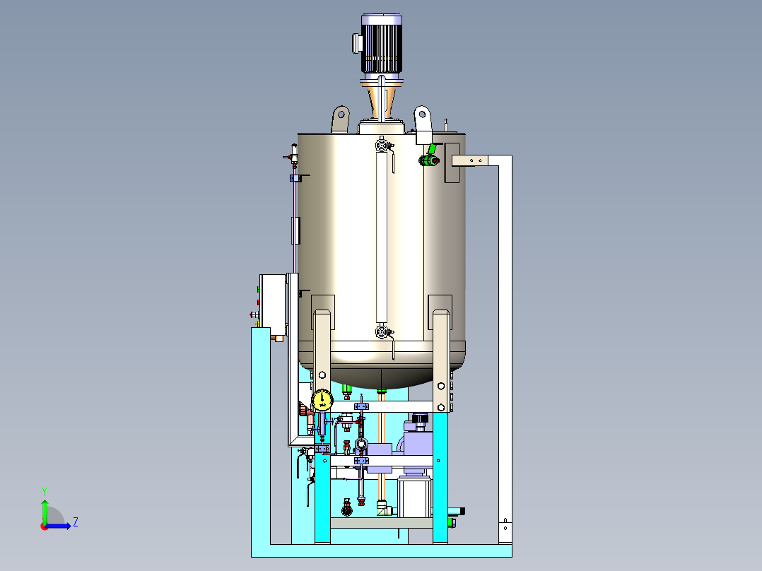 CHEMICAL INJECTION SKID化工罐模型3D图纸 IGS格式左视图