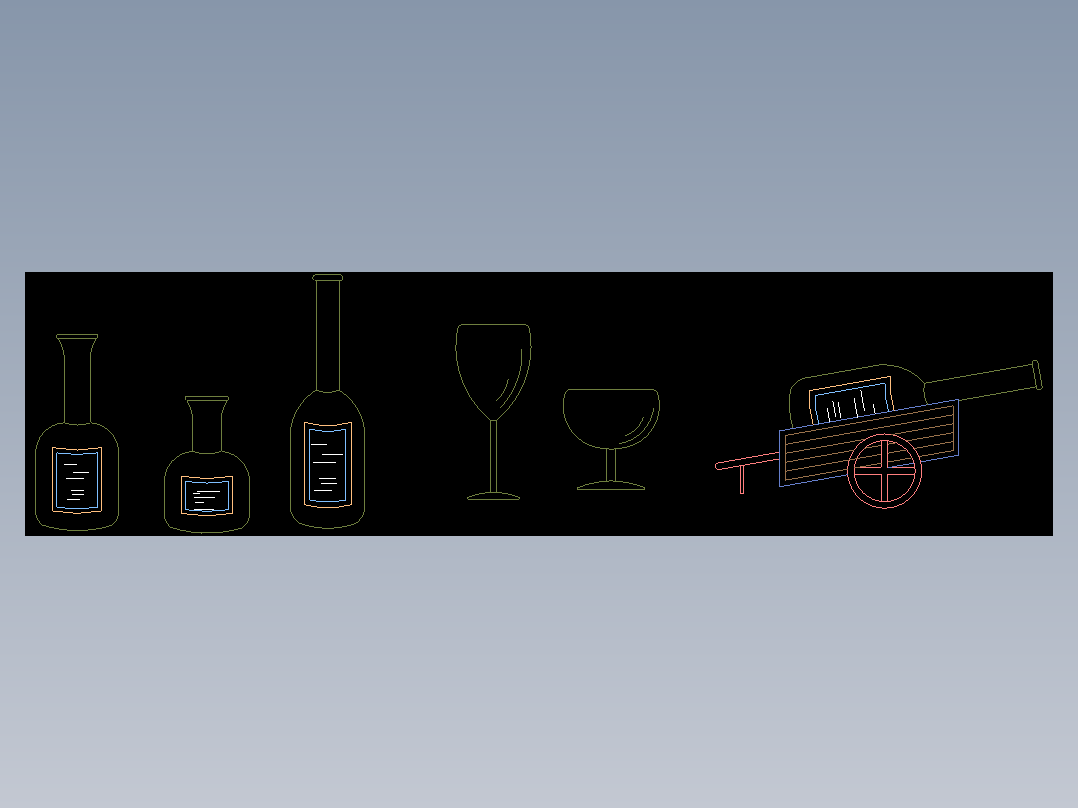 <span style='color: red'>酒杯</span>、酒瓶