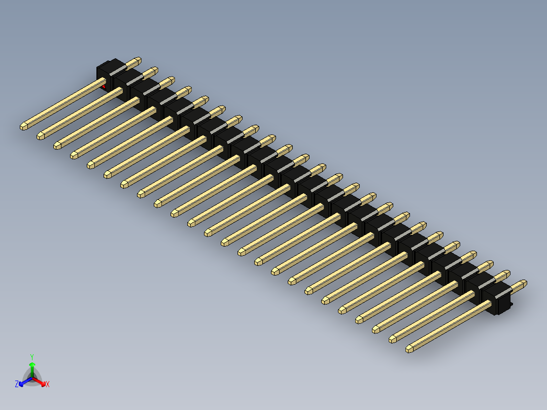彩色公头100mil（2.54mm）系列-DS1021_black_1x24p_100mil_Type5_rev1.0正等轴测图
