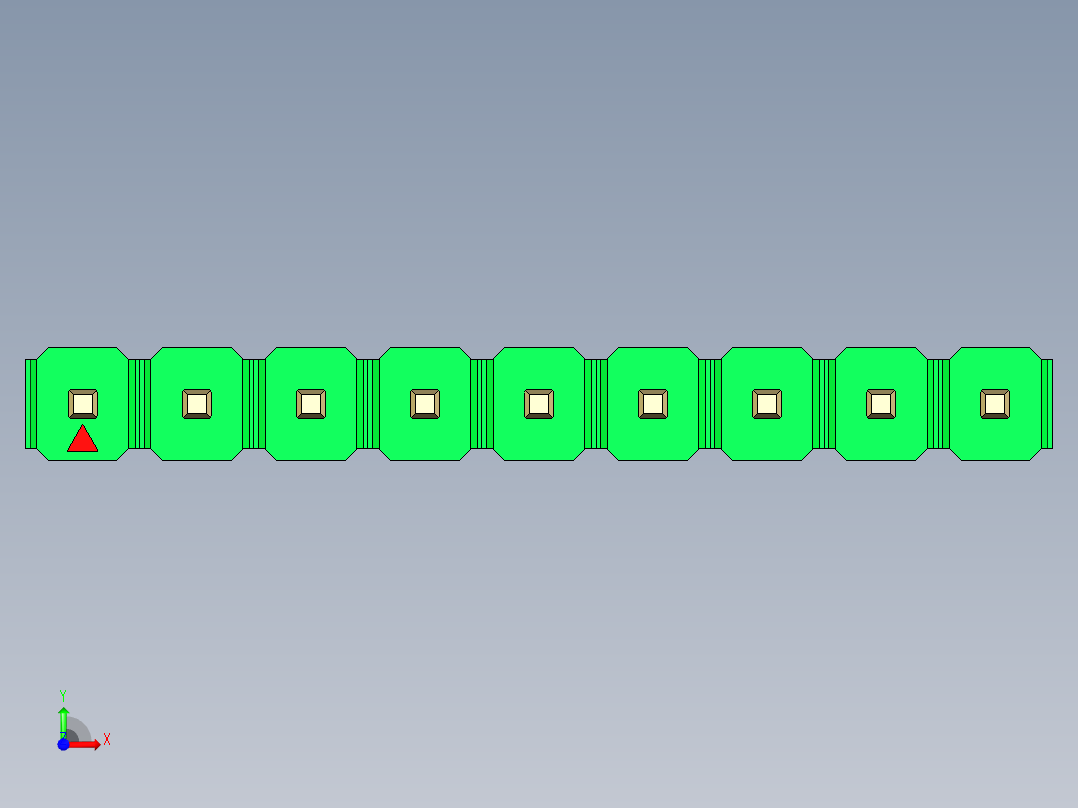 彩色公头100mil（2.54mm）系列-DS1021_green_1x09p_100mil_Type19_rev1.0前视图