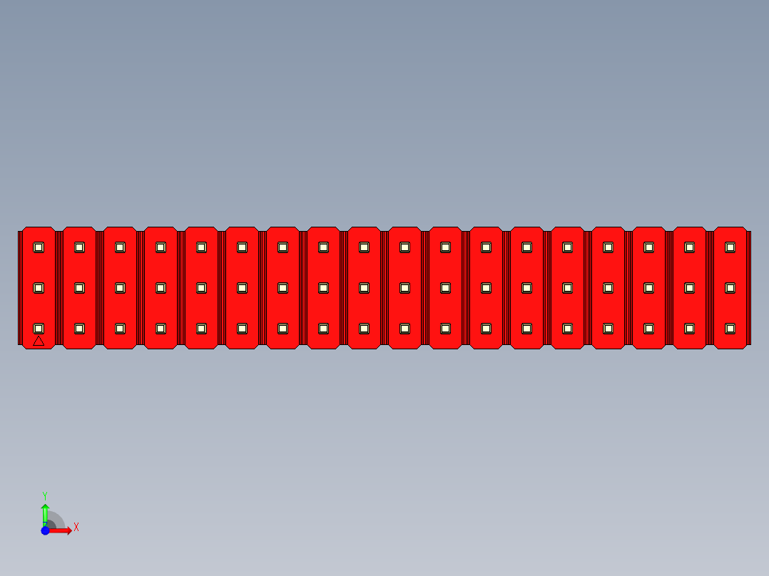 彩色公头100mil（2.54mm）系列-DS1021_red_3x18p_100mil_Type5_rev1.0前视图
