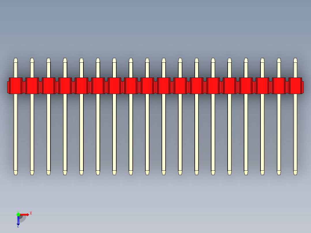 彩色公头100mil（2.54mm）系列-DS1021_red_3x18p_100mil_Type5_rev1.0俯视图