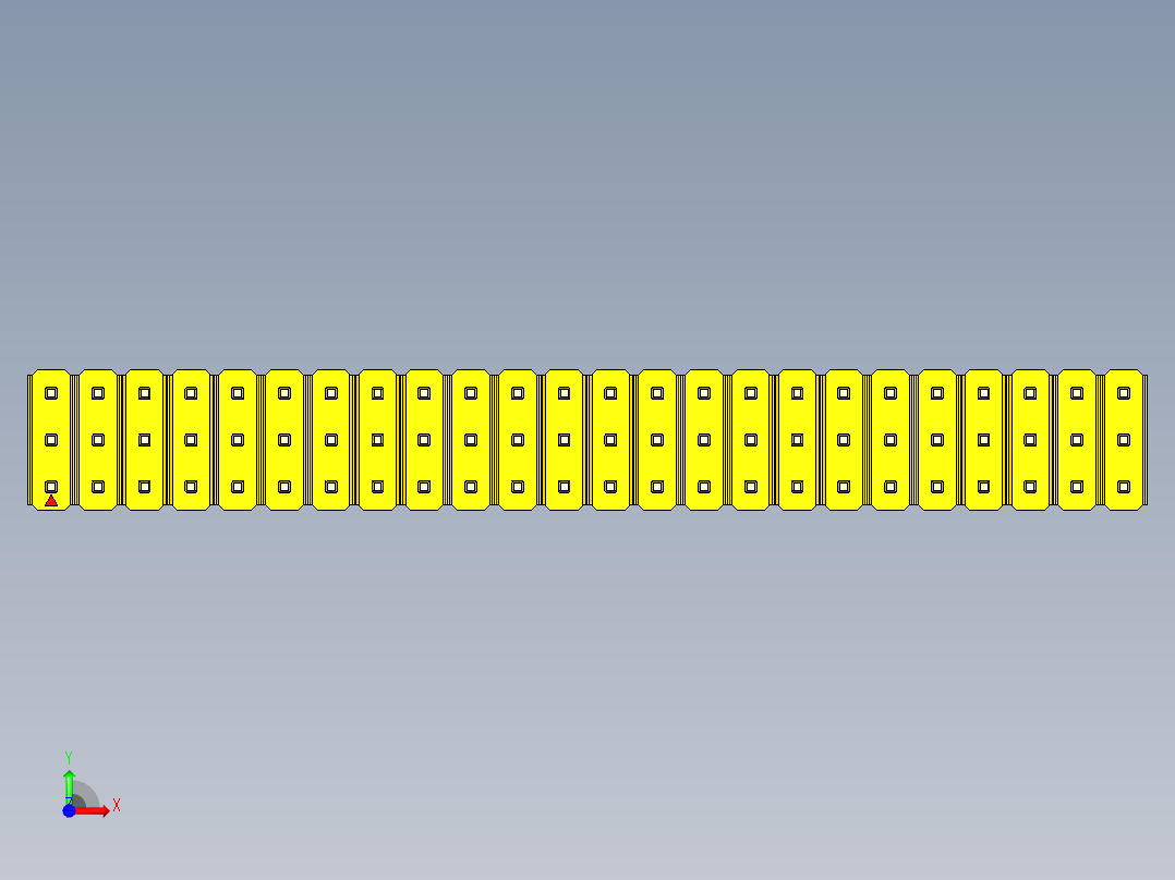 彩色公头100mil（2.54mm）系列-DS1021_yellow_3x24p_100mil_Type5_rev1.0前视图