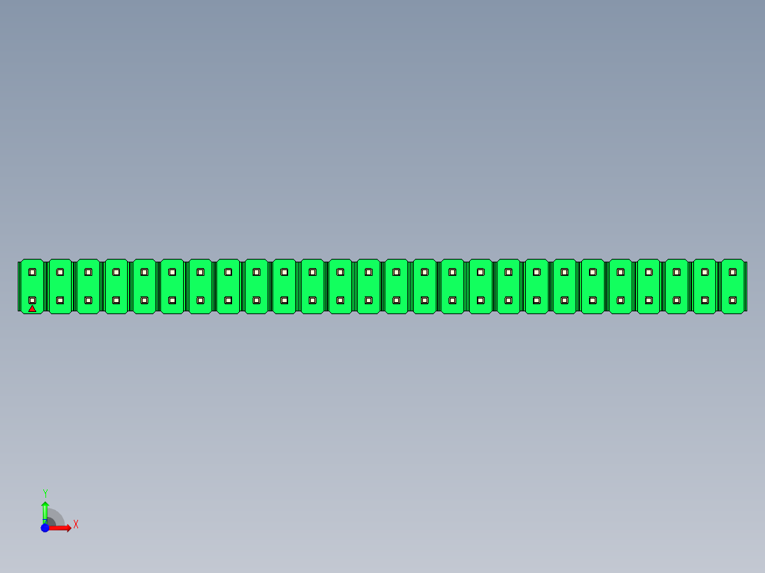 彩色公头100mil（2.54mm）系列-DS1021_green_2x26p_100mil_Type19_rev1.0前视图