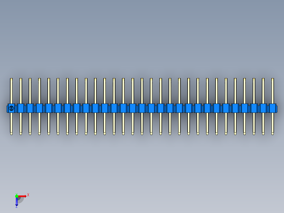 彩色公排针 100mil 2.54mm 系列-DS1022_blue_3x29p_100mil_TypeD_rev1.0俯视图