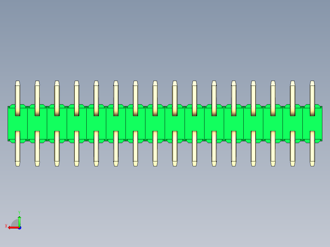 彩色公排针 100mil 2.54mm 系列-DS1022_green_32p_100mil_TypeSMT_rev1.0后视图