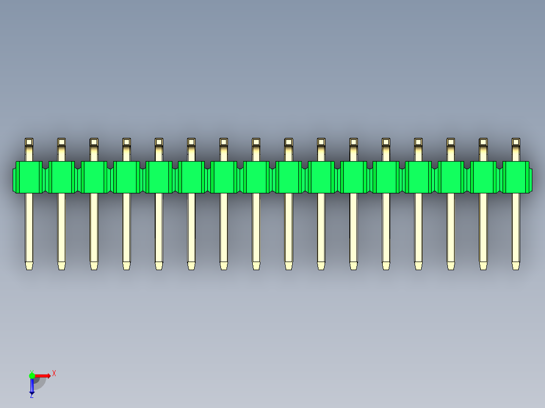 彩色公排针 100mil 2.54mm 系列-DS1022_green_32p_100mil_TypeSMT_rev1.0俯视图