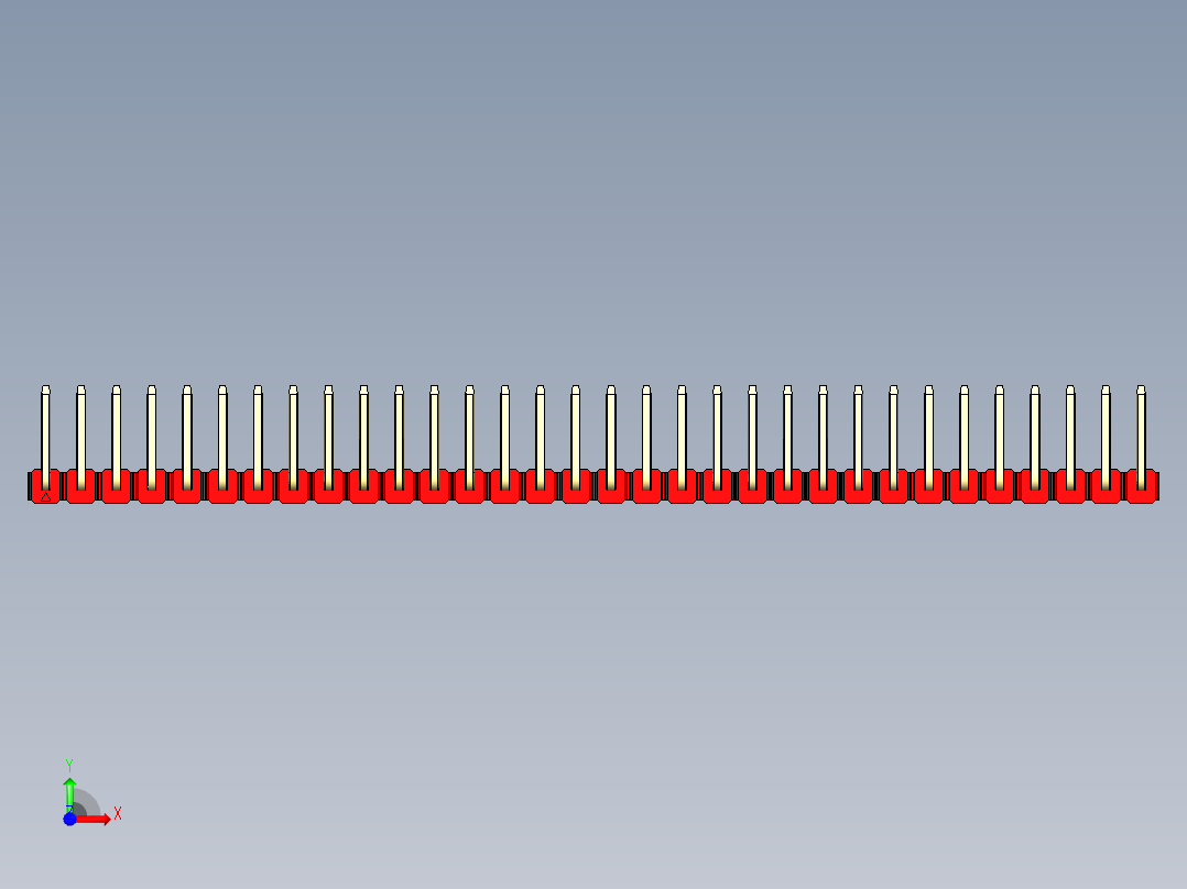 彩色公排针 100mil 2.54mm 系列-DS1022_red_32p_100mil_TypeU_rev1.0前视图
