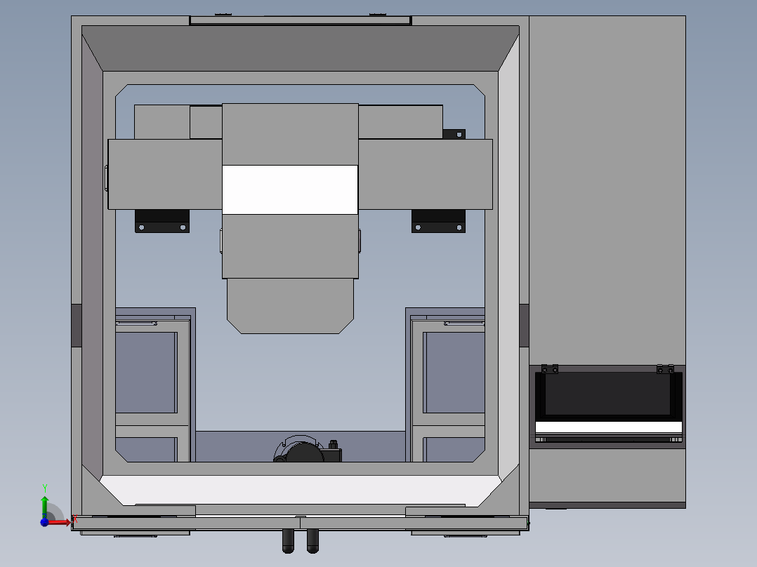一台双头精雕机钣金 非标自动化设备3D图纸设计前视图