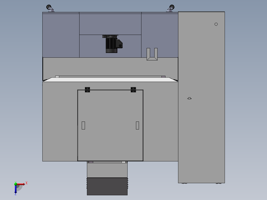 一台双头精雕机钣金 非标自动化设备3D图纸设计俯视图