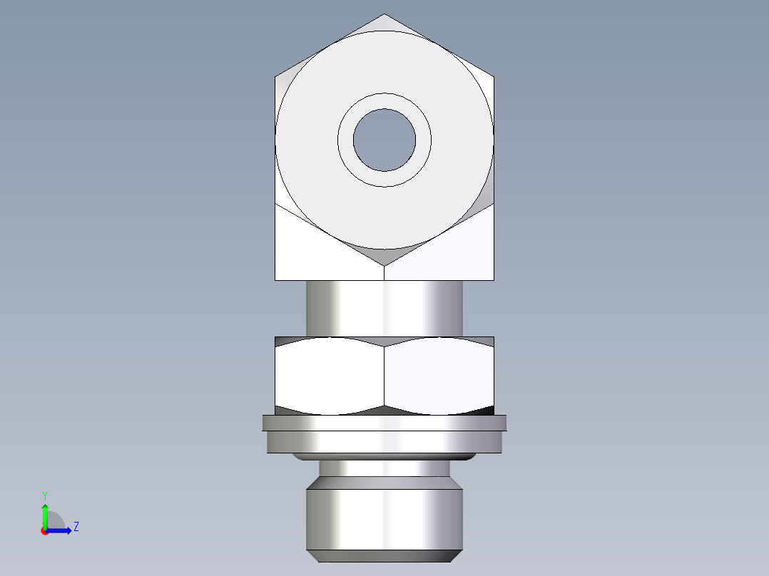 卡套式工业通用硬管接头EO_Adjustable_locknut_branch_tee_TEE06ZLMCF左视图
