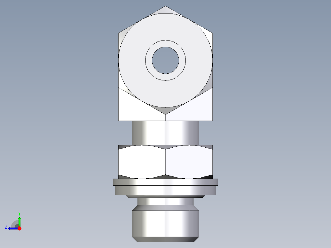 卡套式工业通用硬管接头EO_Adjustable_locknut_branch_tee_TEE06ZLMCF右视图